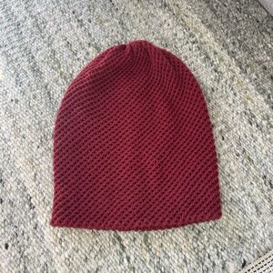 Red Knit Slouch Beanie
